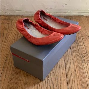 PRADA Authentic Patent Leather Salmon Ballet Flats
